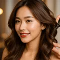 ヘアメイクする女性