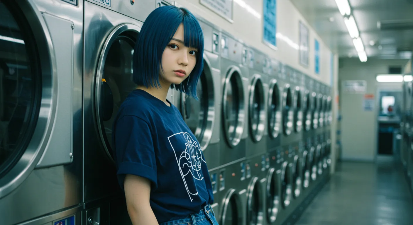 AI生成のコインランドリーの少女