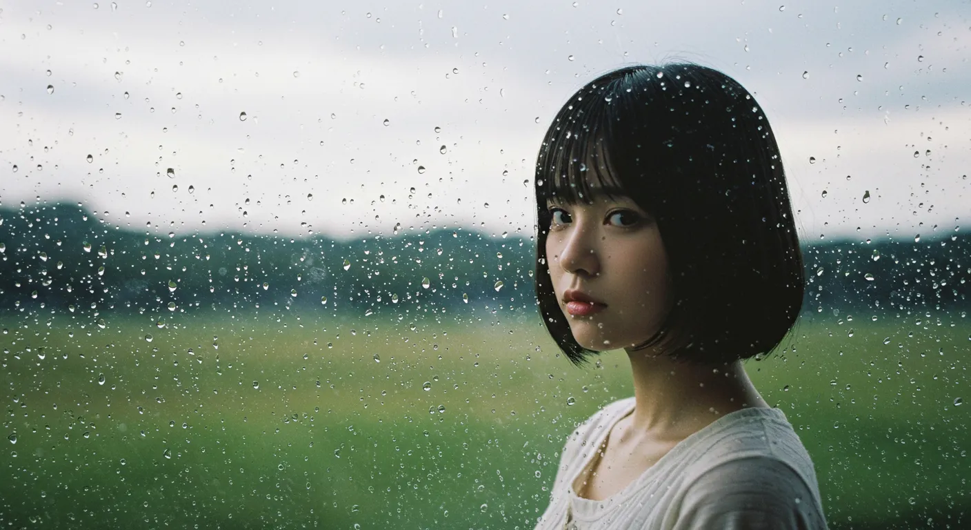 AI生成の雨の中の少女